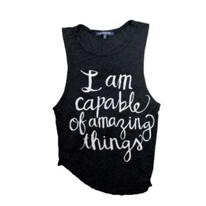 One Clothing Black Statement Graphic Tank Top